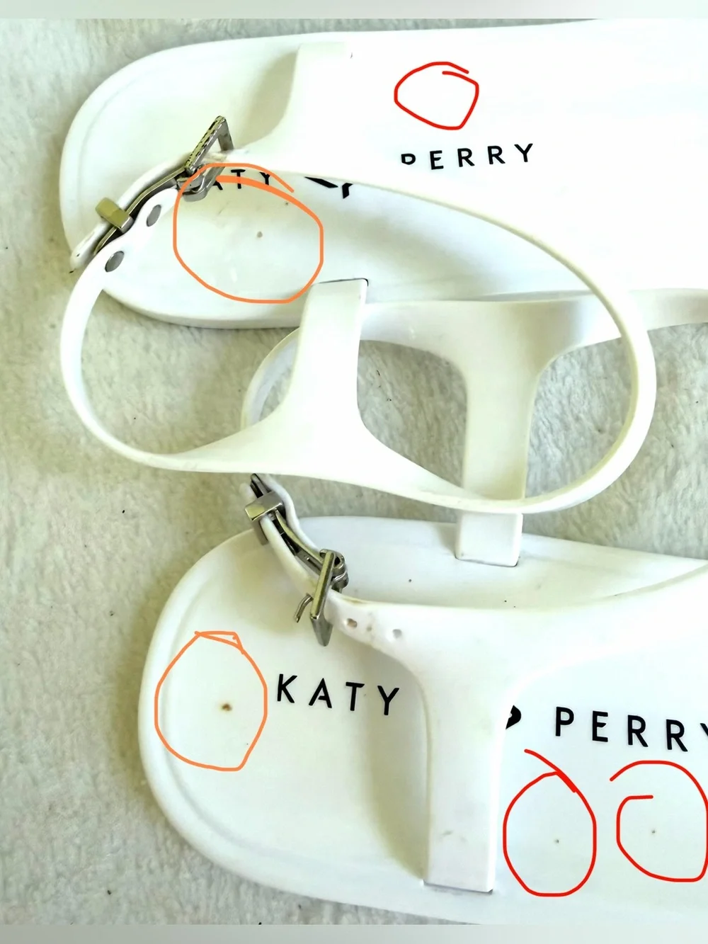 2 Pairs of Katy Perry Jelly Thong Sandals Size 10 Lemon Slices Daisy Flowers